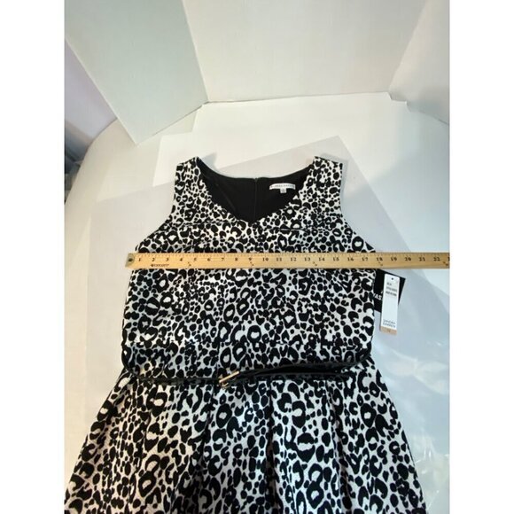 Sandra Darren Fit & Flare Dress Women's Size 12 Black & White Animal Print NWT - Picture 6 of 11